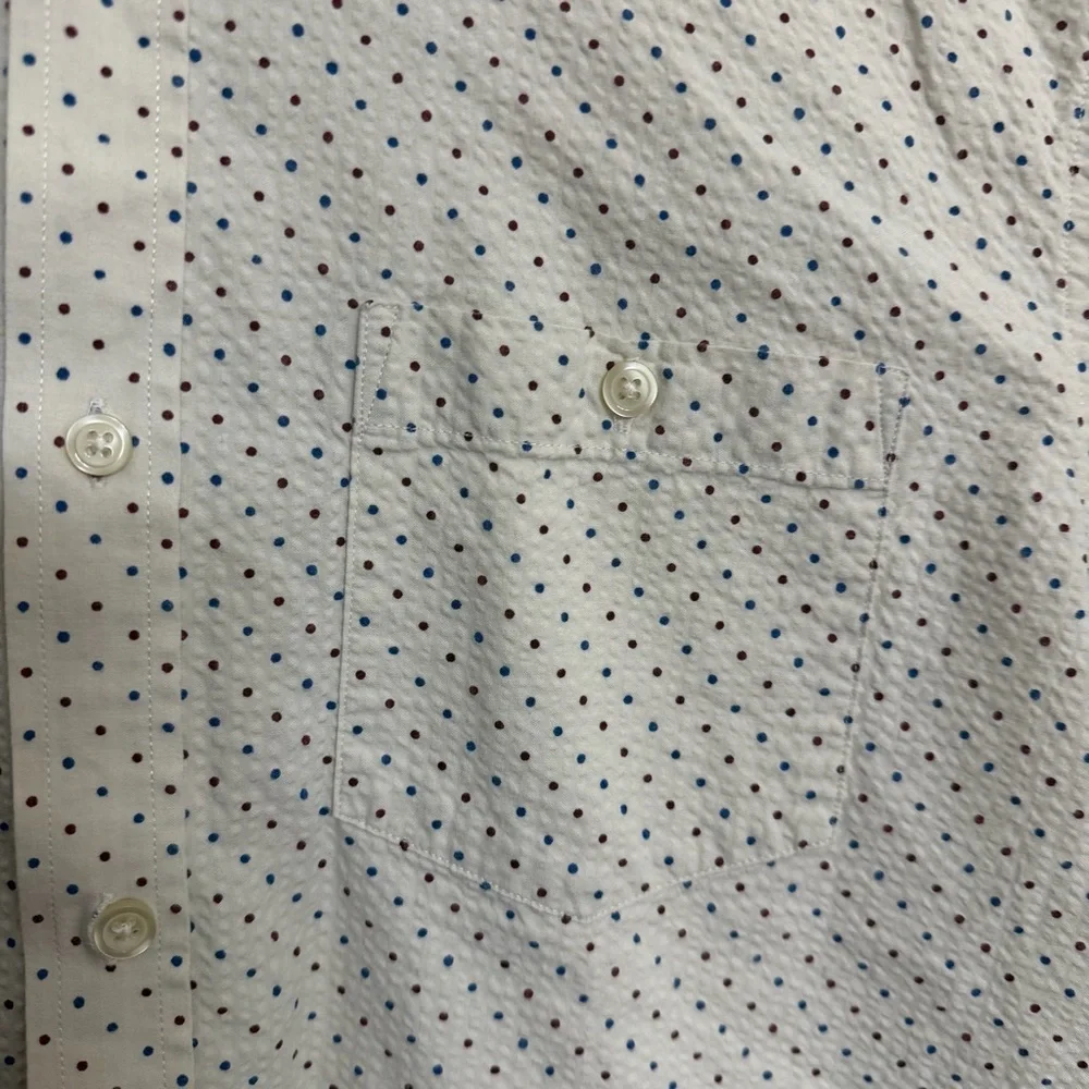 Banana Republic White and Black Polka Dot Shirt